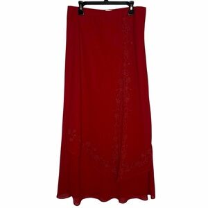 Ninalee Red Maxi Skirt hand beaded